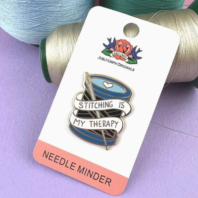 Stitching Is My Therapy - Enamel Needle Minder