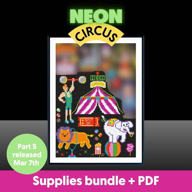 Neon Circus Stitch-a-Long PDF + SUPPLIES BUNDLE