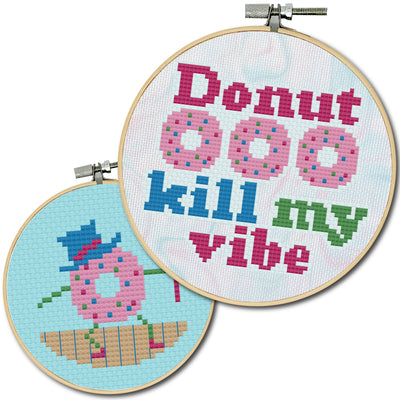 DONUT KILL MY VIBE Cross Stitch Box